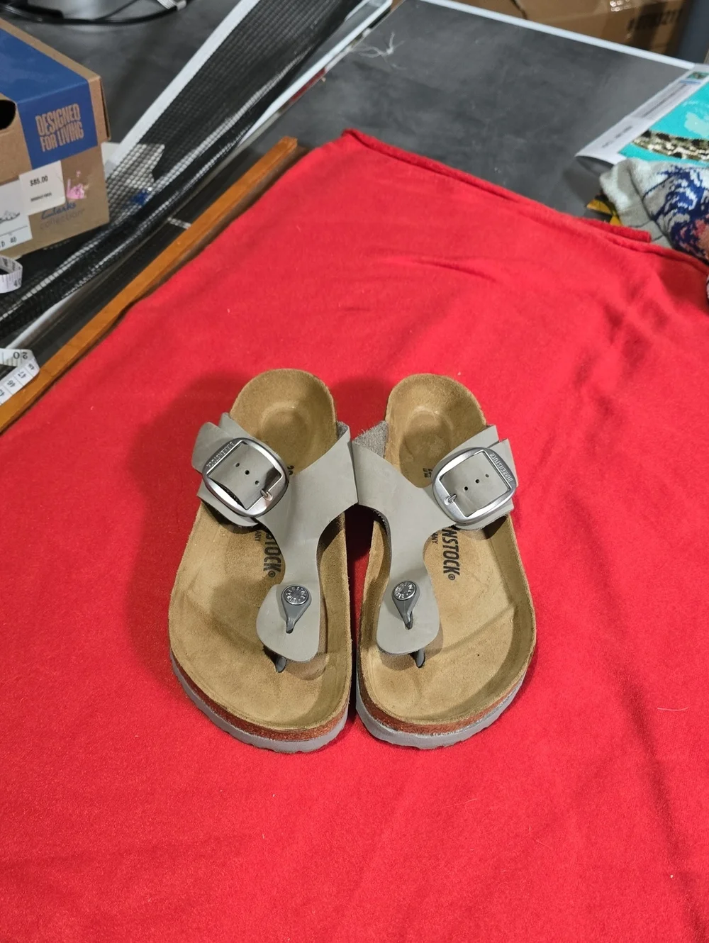 Birkenstock Gray Suede Adjustable Buckle Clog Sandal - Picture 1 of 9